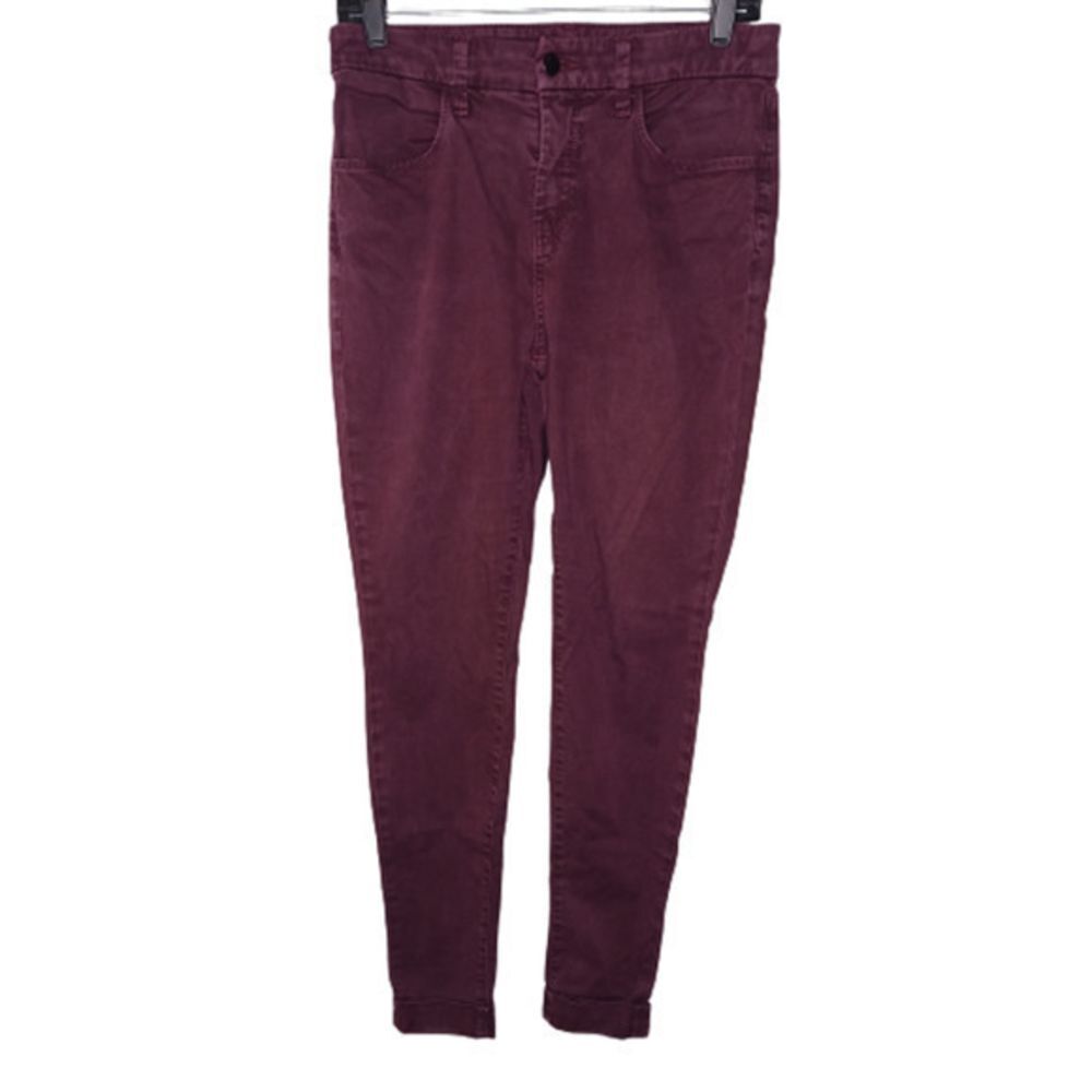 J Brand Deep Burgundy Skinny Jeans Rolled Hem Size 30‎